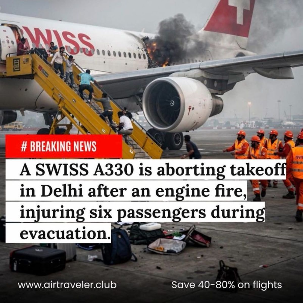 L'image de l'incendie d'un Airbus A330-300 était générée par l'IA : comment  s'est vraiment passée l'évacuation du vol Swiss International Airlines