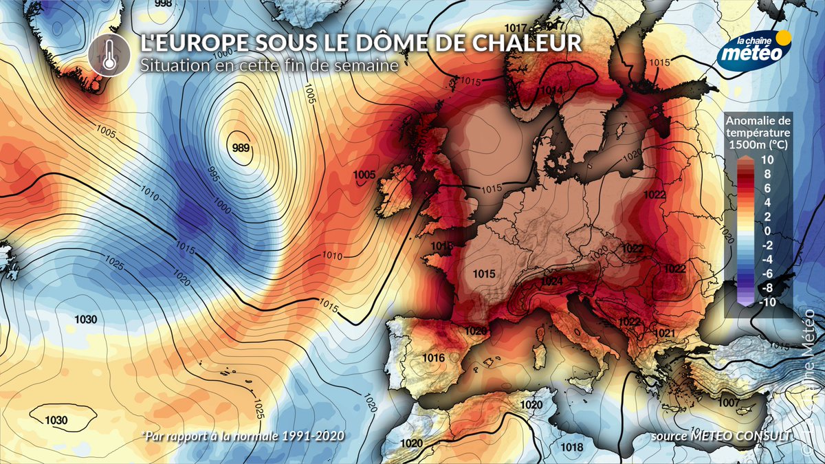 Sous le dôme de chaleur qui recouvre une grande partie de l'Europe, de la  France aux Balkans, les températures atteignent des niveaux historiques. Le  Royaume-Uni, le Benelux, l'Allemagne, la Tchéquie, la Pologne