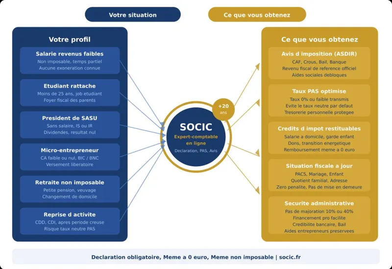 Impôts 2026 : déclaration de revenus obligatoire même sans revenus ?  Règles, exceptions et risques (PAS, avis d'imposition)