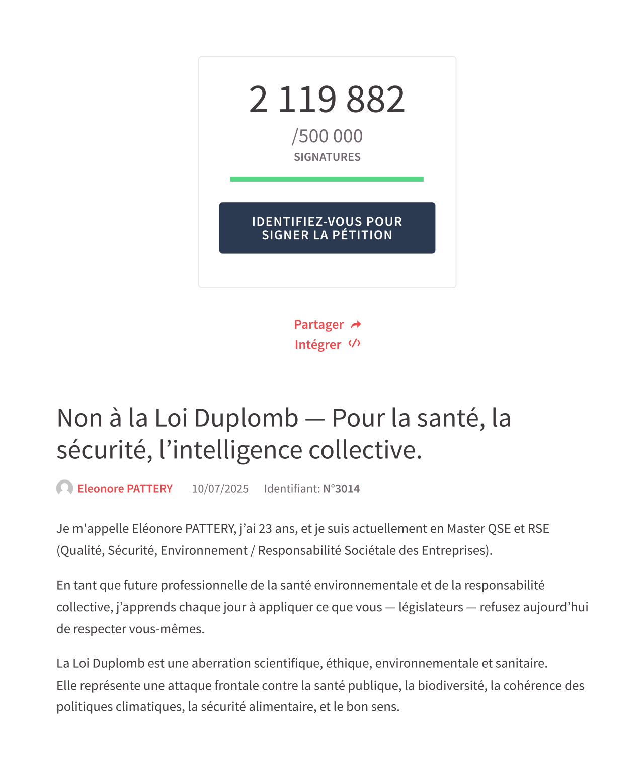 Pétition contre la loi Duplomb — Wikipédia