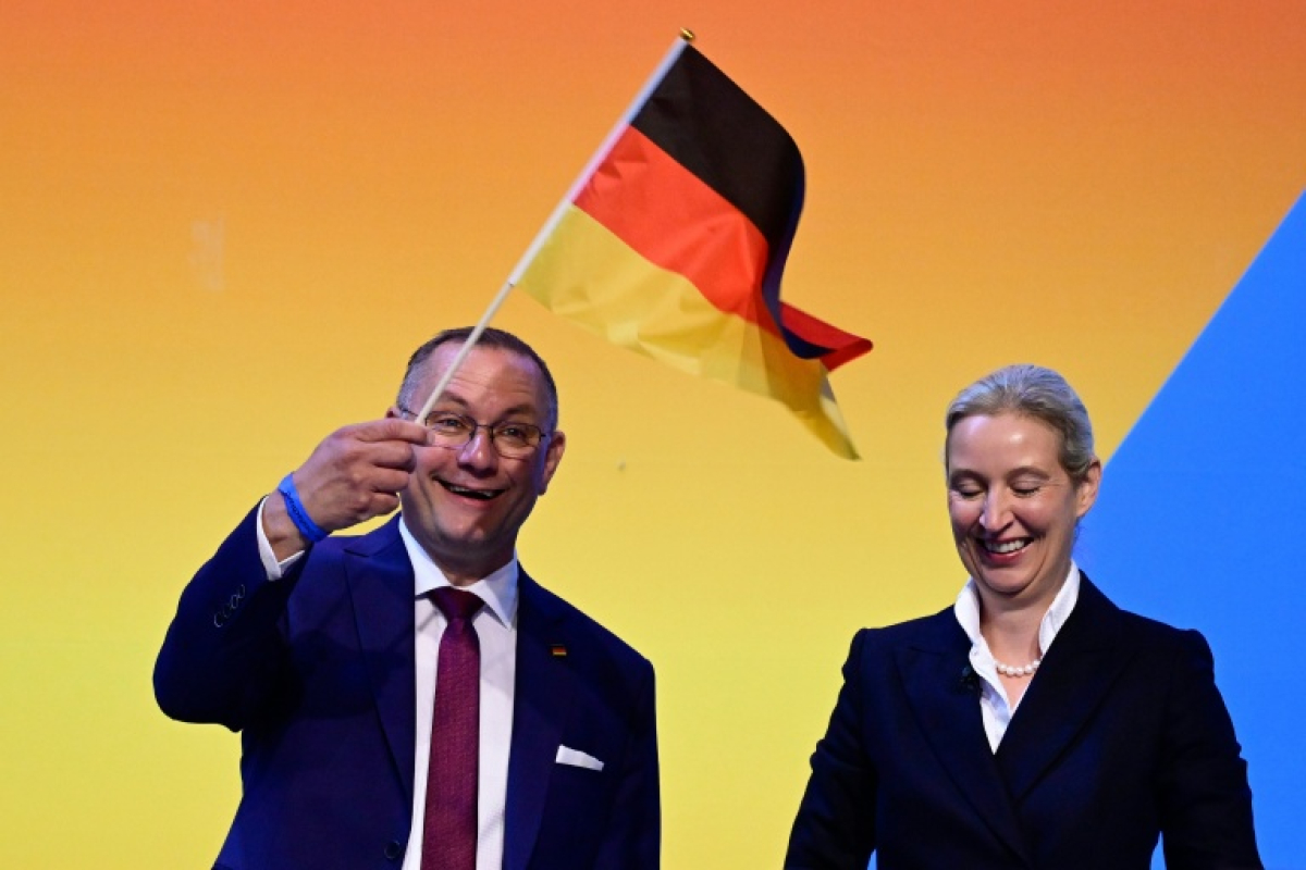Les dirigeants du parti d'extrême droite allemand réélus samedi malgré des milliers de contre-manifestants