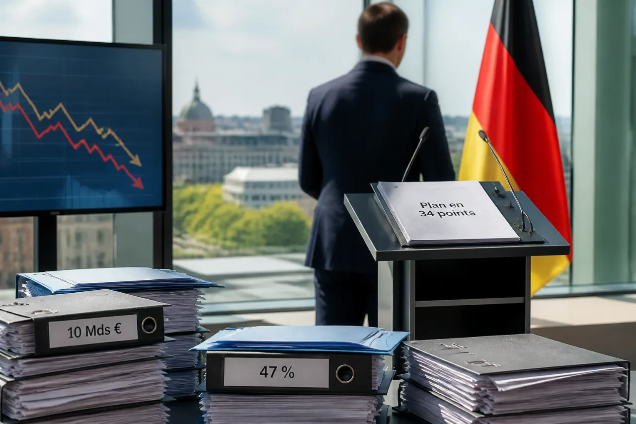 Merz dévoile un plan en 34 points pour relancer l'économie allemande, entre coupes et fiscalité — Renseignement Économique