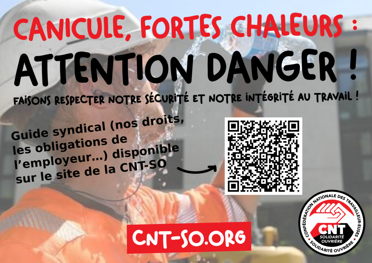 Canicule et travail : droits des salariés et obligations des employeurs en cas de forte chaleur – CNT-SO