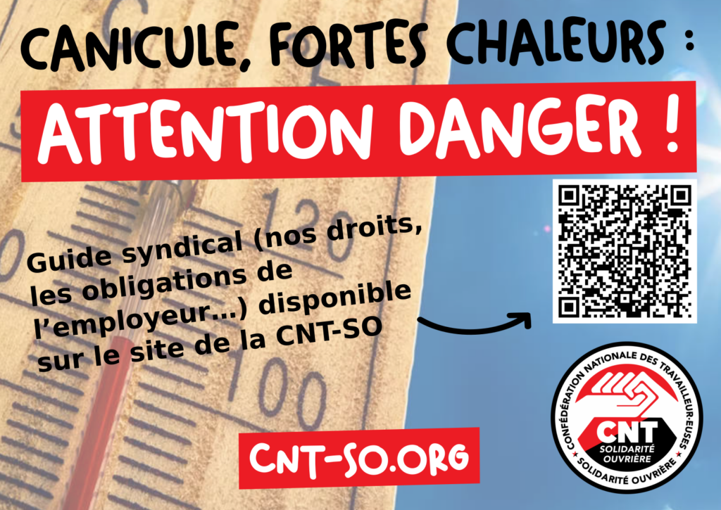 Canicule et travail : droits des salariés et obligations des employeurs en cas de forte chaleur – CNT-SO