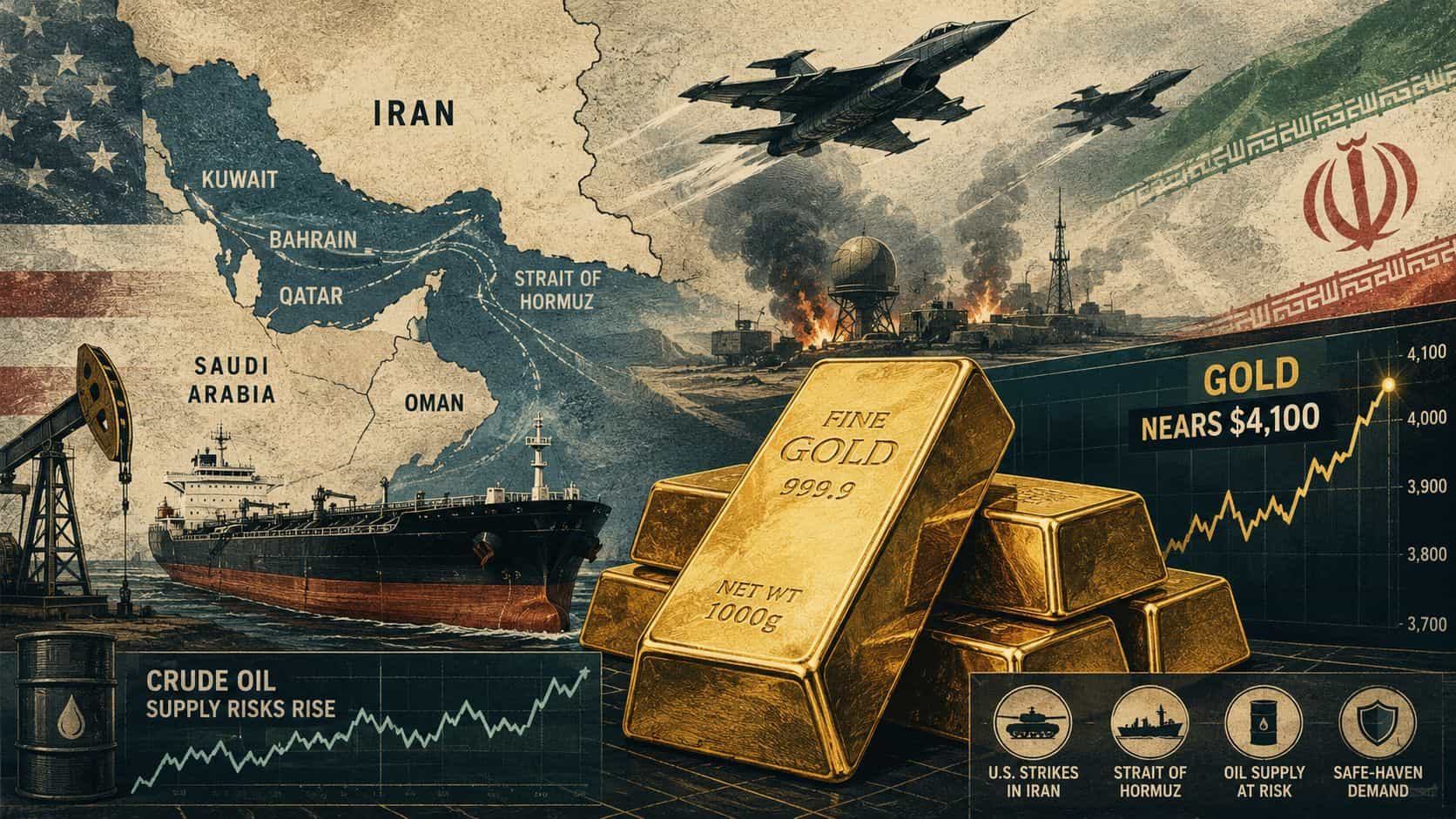 L'or se maintient au-dessus de 4 000 $ alors que de nouvelles frappes américaines et iraniennes ravivent les craintes concernant l'approvisionnement en pétrole.