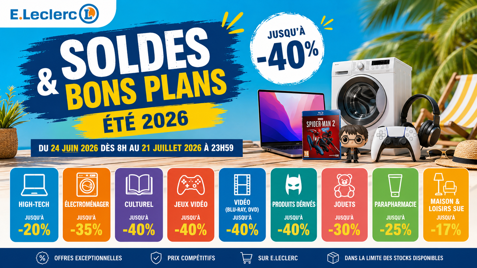 Soldes & Bons Plans E.Leclerc 2026 : high-tech, électroménager, culture, jouets… les offres d'été à ne pas manquer — supermarche.com