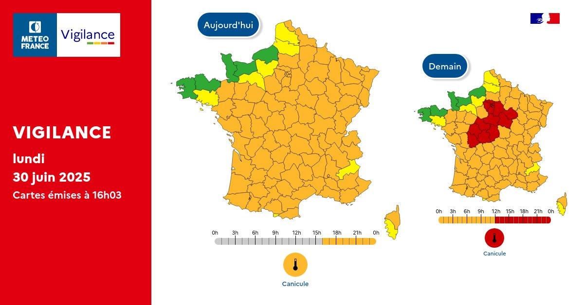 Canicule en France : 16 départements basculent en vigilance rouge mardi, des pointes à 41 °C attendues