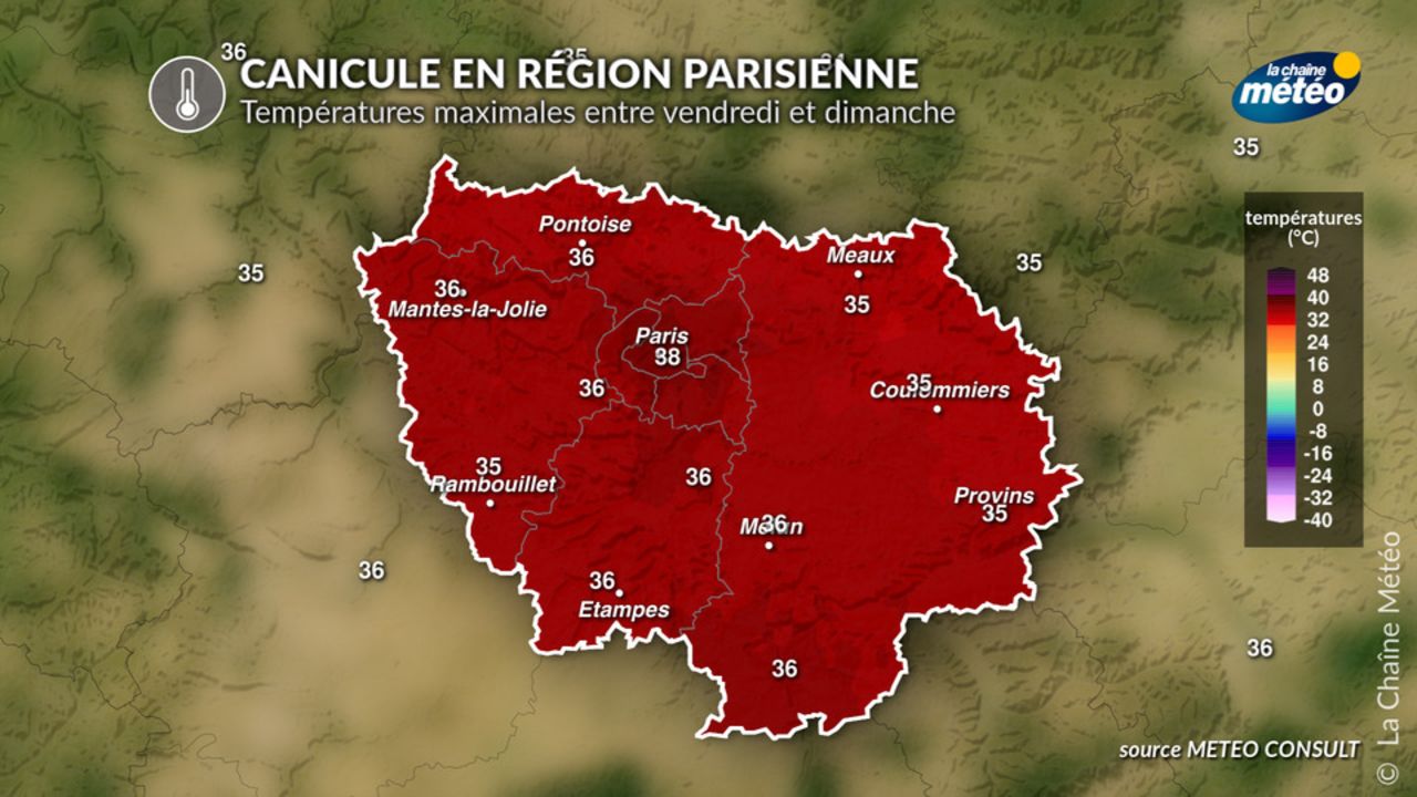 Canicule en Ile-de-France : alerte rouge, jusqu'à 38°C le jour et des nuits suffocantes - Actualités La Chaîne Météo