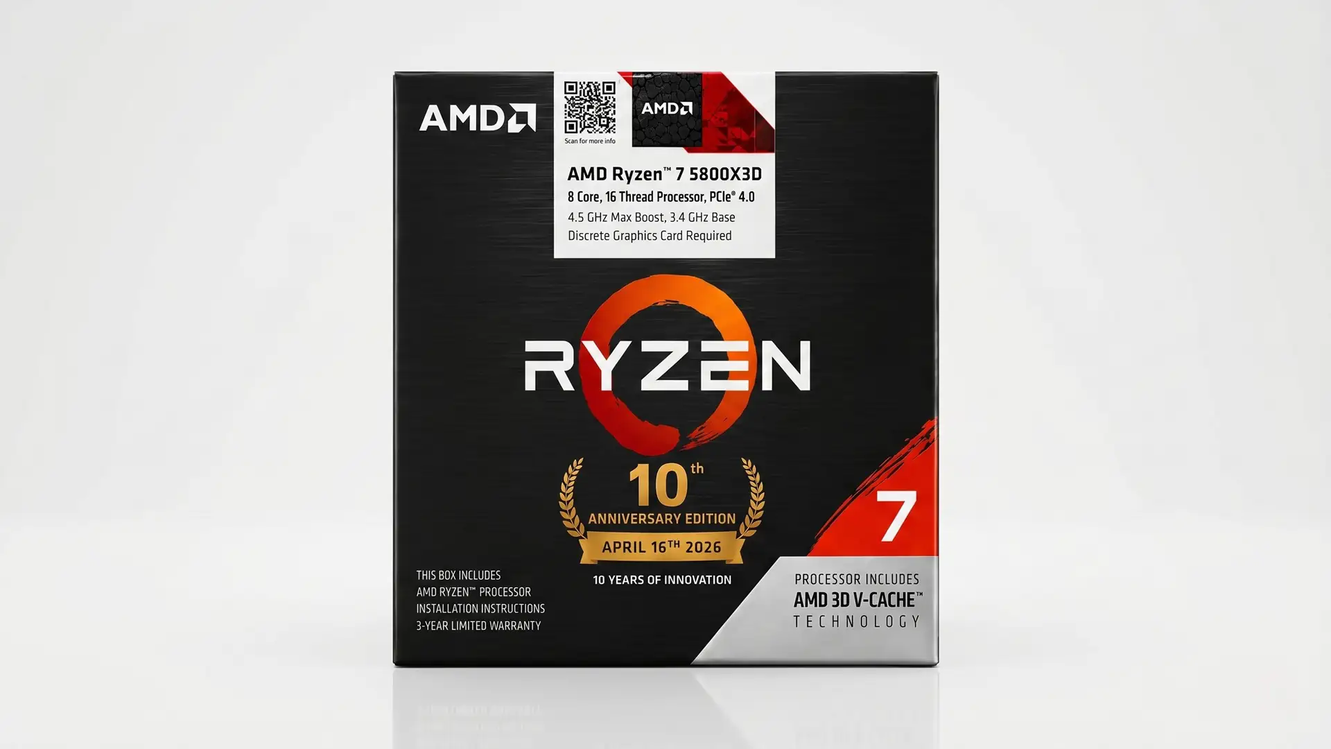 AMD lance le processeur Ryzen 7 5800X3D AM4 Édition 10e anniversaire