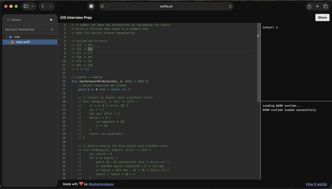 WIP: Xcode / Swift in the browser : r/swift